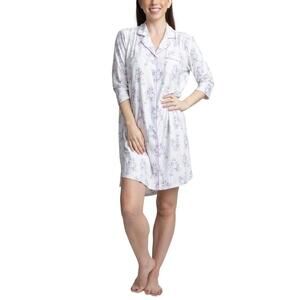 Hanes Womens Printed Notch Collar Sleepshirt Nightgown Size L